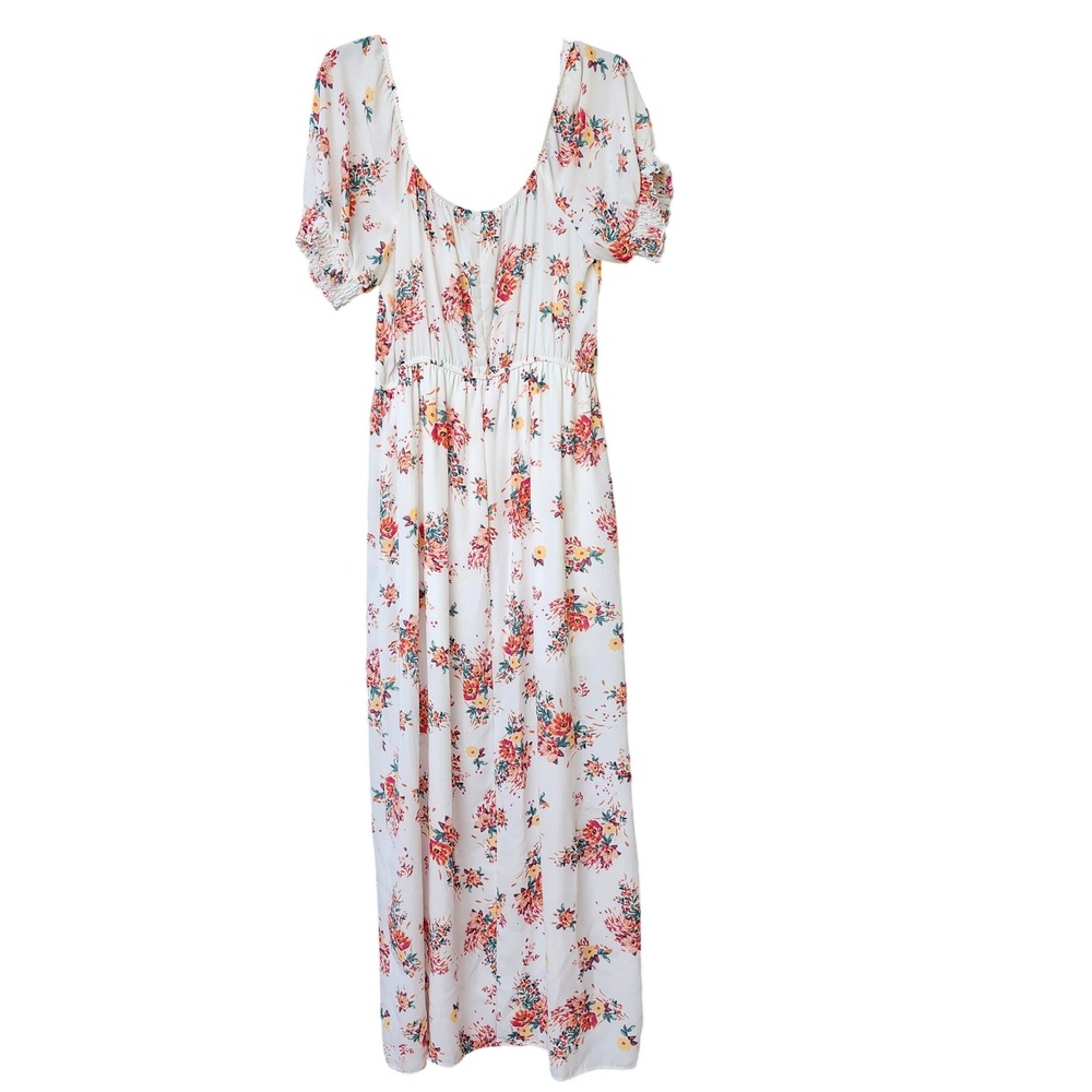 Trixxi Floral Maxi Dress Ruffle Short Sleeve Square Neck Cottagecore Sundress XL